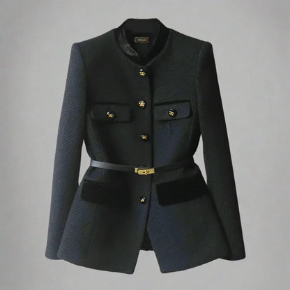 Sansa Woolen Office Jacket — Elegant Mid-Length Women's Blazer 1