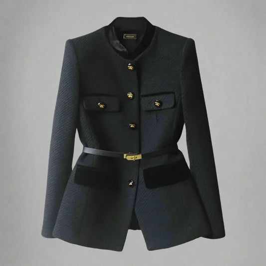 Sansa Woolen Office Jacket — Elegant Mid-Length Women's Blazer 1