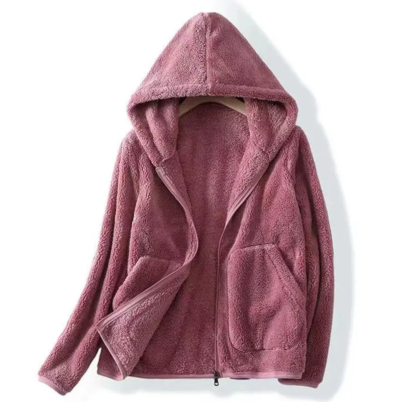 Women's Sherpa Fleece Hoodie — Oversized Zip Front, Cozy Fit 2