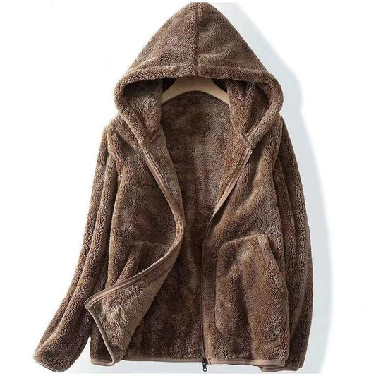 Women's Sherpa Fleece Hoodie — Oversized Zip Front, Cozy Fit 1