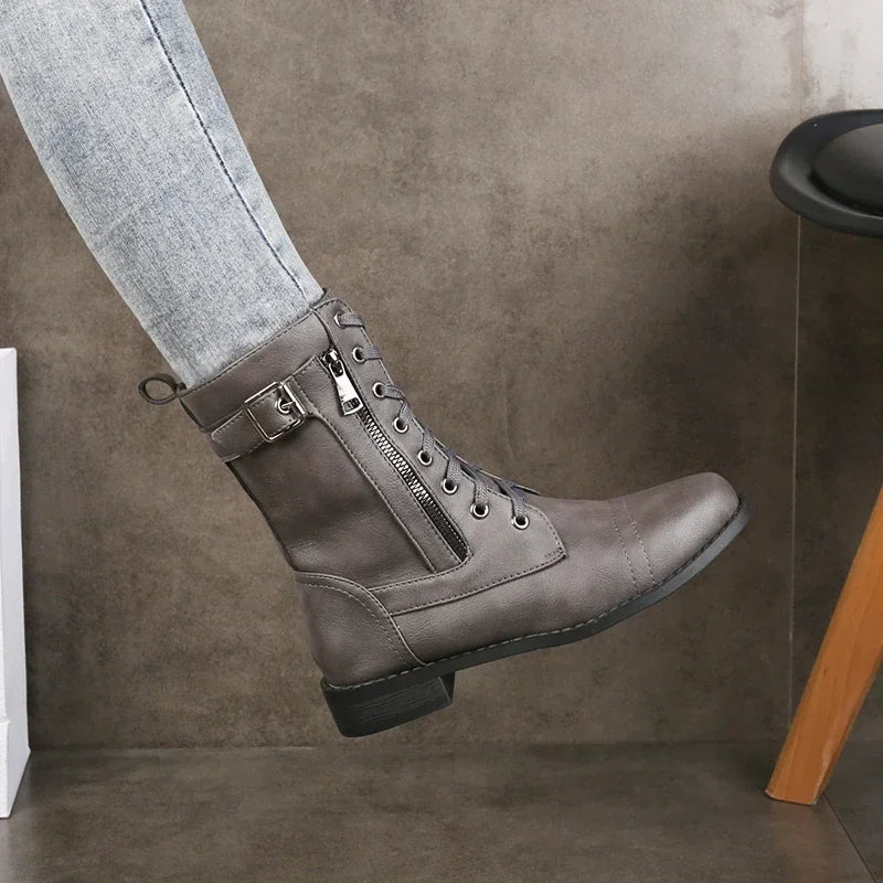 Brandy Leather Ankle Boots — Lace-Up Zipper All-Terrain 5