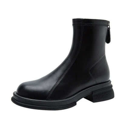 Women's Block Heel Ankle Boots — Back Zip Platform Sole 3
