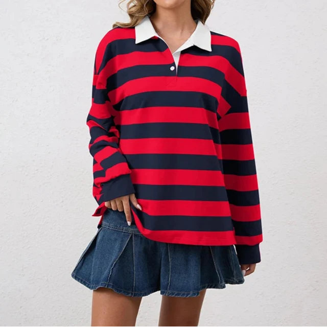 Reyna Rugby Shirt — Bold Wide Stripe Relaxed Fit Polo 4