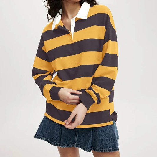 Reyna Rugby Shirt — Bold Wide Stripe Relaxed Fit Polo 1