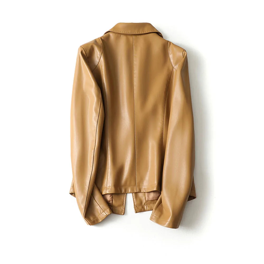 Vera Lambskin Leather Blazer — Slim Fit Single Button 2