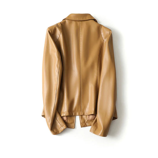 Vera Lambskin Leather Blazer — Slim Fit Single Button 2
