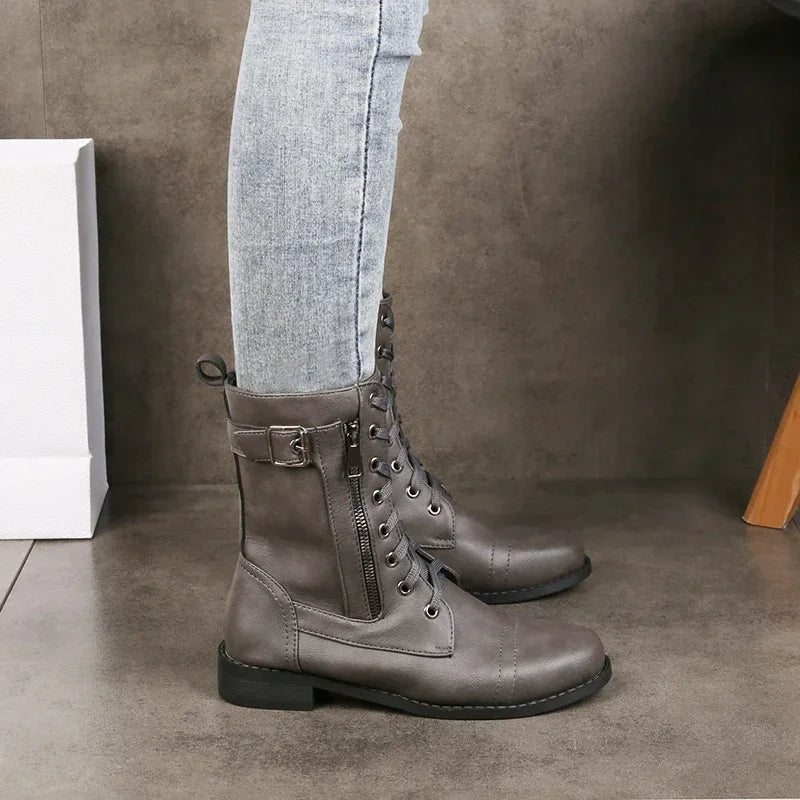 Brandy Leather Ankle Boots — Lace-Up Zipper All-Terrain 6