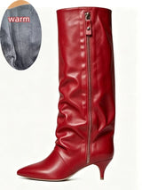 Faux Leather Red Velvet