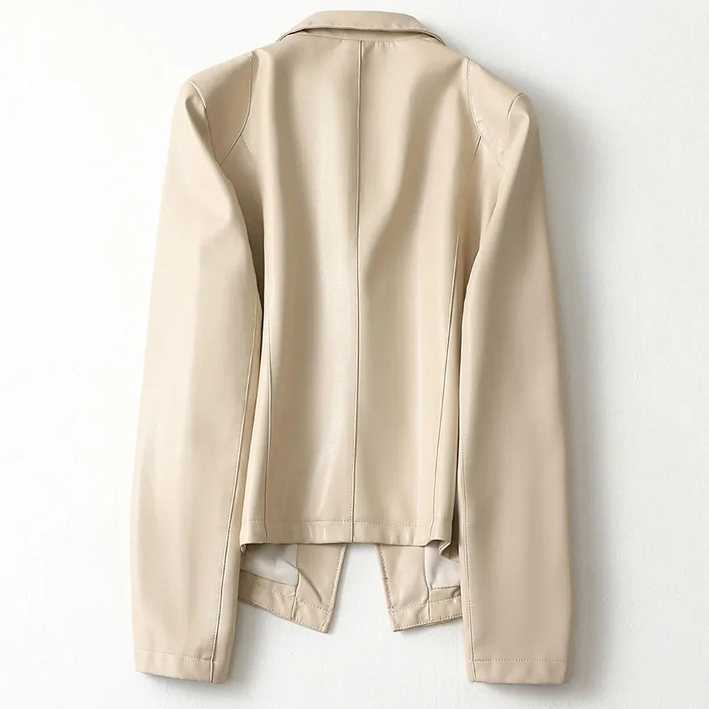 Vera Lambskin Leather Blazer — Slim Fit Single Button 6