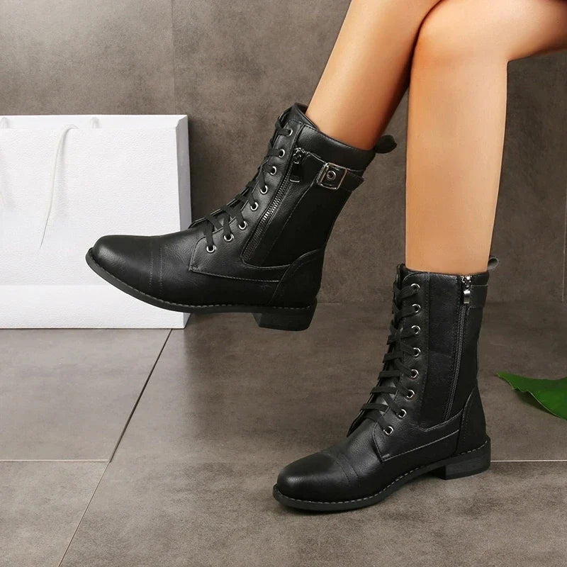 Brandy Leather Ankle Boots — Lace-Up Zipper All-Terrain 4