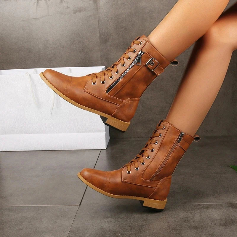 Brandy Leather Ankle Boots — Lace-Up Zipper All-Terrain 1