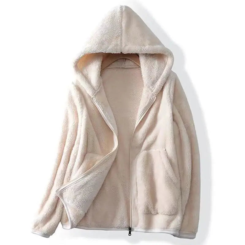 Women's Sherpa Fleece Hoodie — Oversized Zip Front, Cozy Fit 5