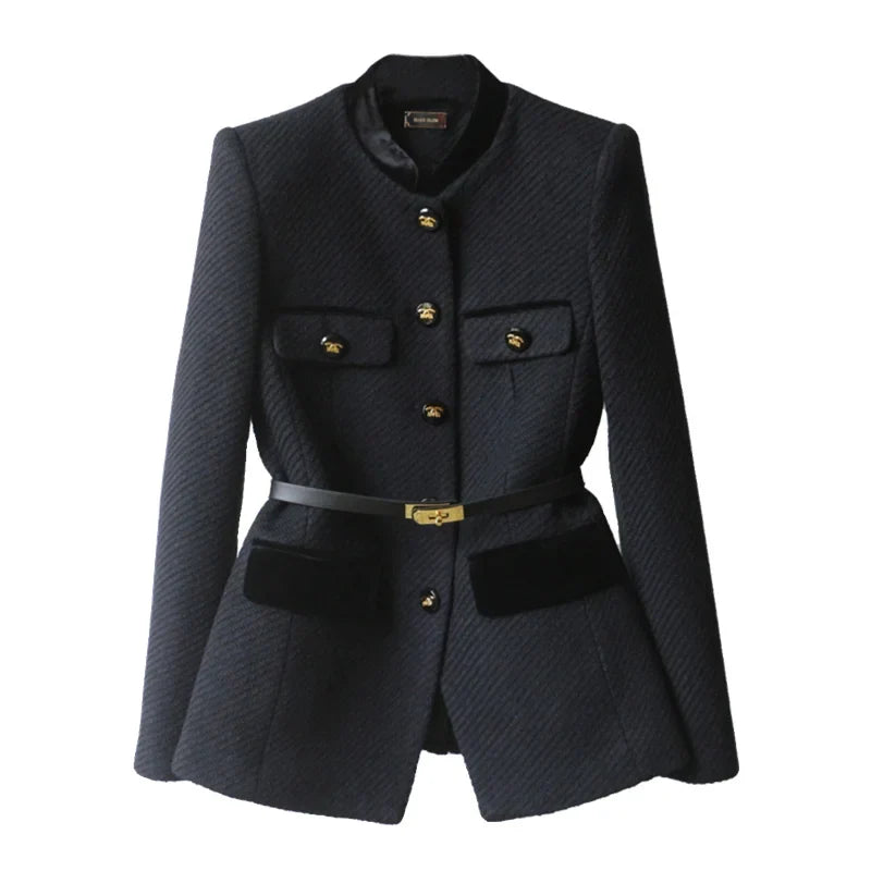 Sansa Woolen Office Jacket — Elegant Mid-Length Women's Blazer 5