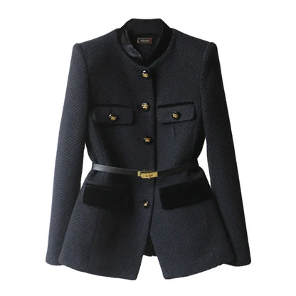 Sansa Woolen Office Jacket — Elegant Mid-Length Women's Blazer 5
