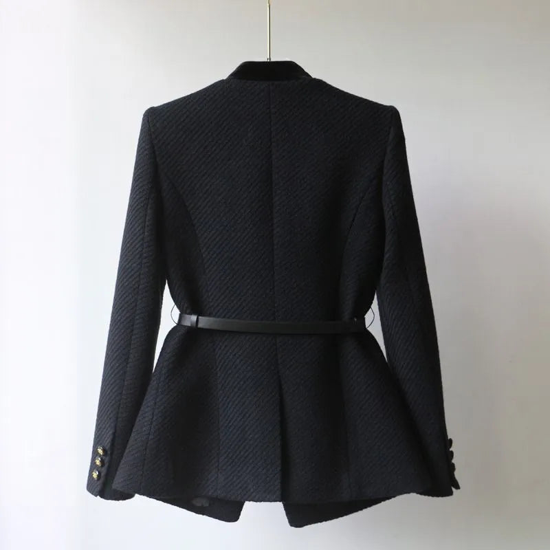 Sansa Woolen Office Jacket — Elegant Mid-Length Women's Blazer 3