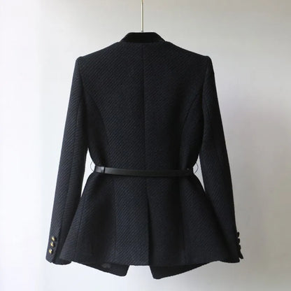 Sansa Woolen Office Jacket — Elegant Mid-Length Women's Blazer 3