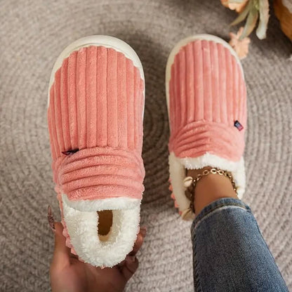 Thermal Corduroy Winter Slippers in Pink