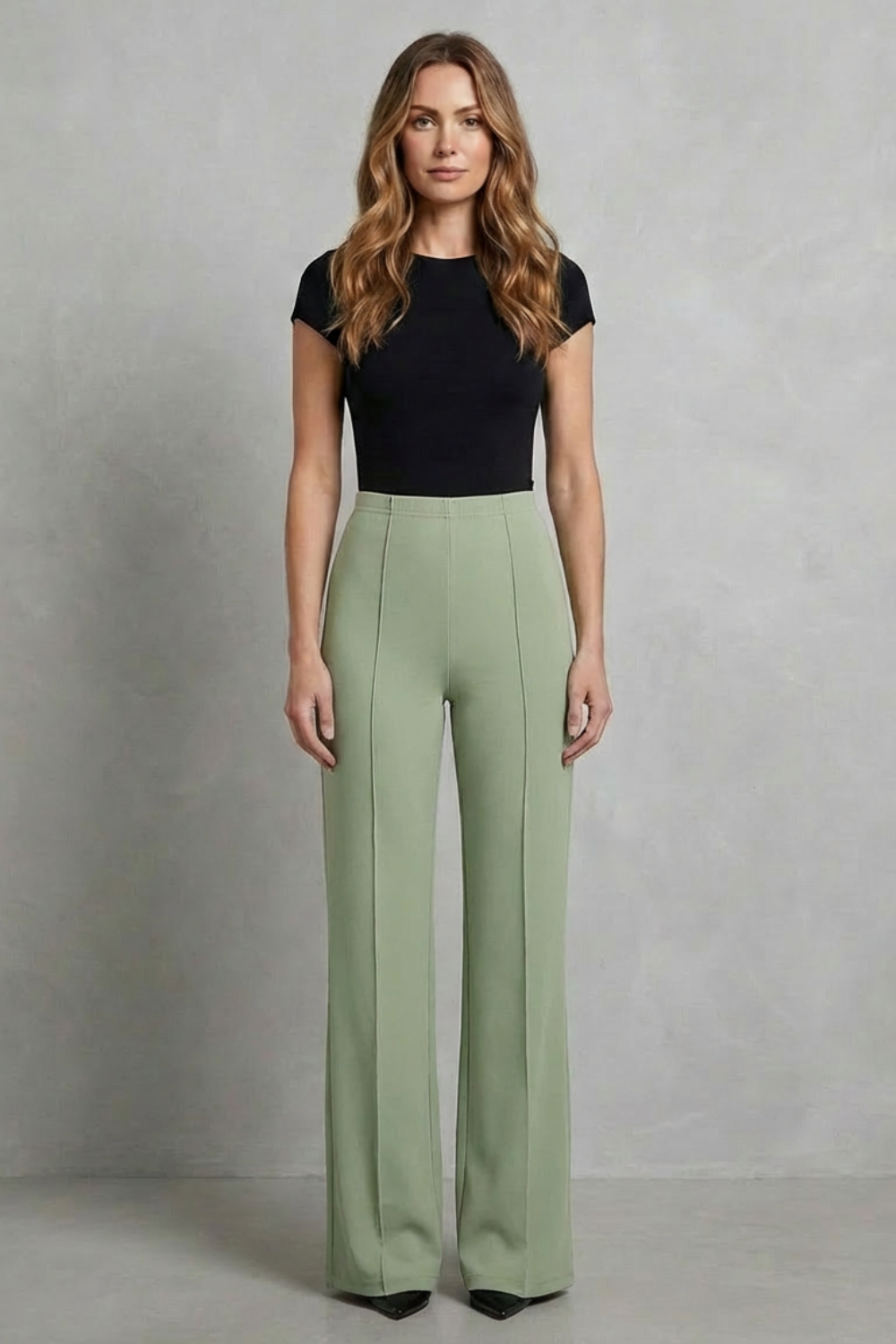 Women's High Waisted Wide Leg Tailored Trousers 10