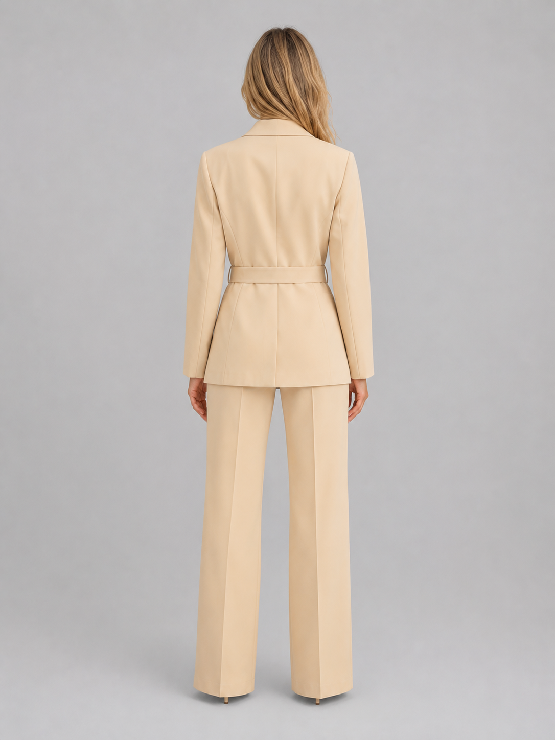 Women's Belted Blazer & Wide-Leg Trouser Suit Co-Ord Set 2