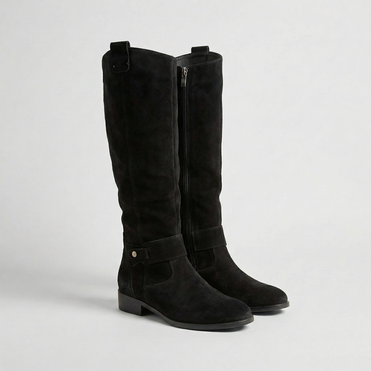 Women's Knee-High Slouch Boots — Suede-Look Low Heel 5