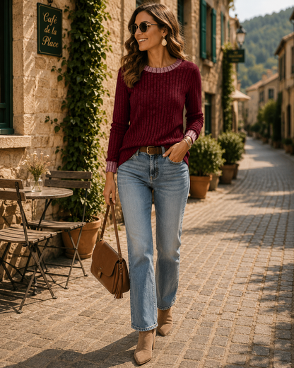 Women's Colour Block Sweater — Crew Neck Relaxed Fit 5