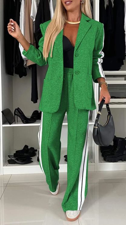Women's Casual Office Suit Set — Blazer & Wide Leg Trousers 10