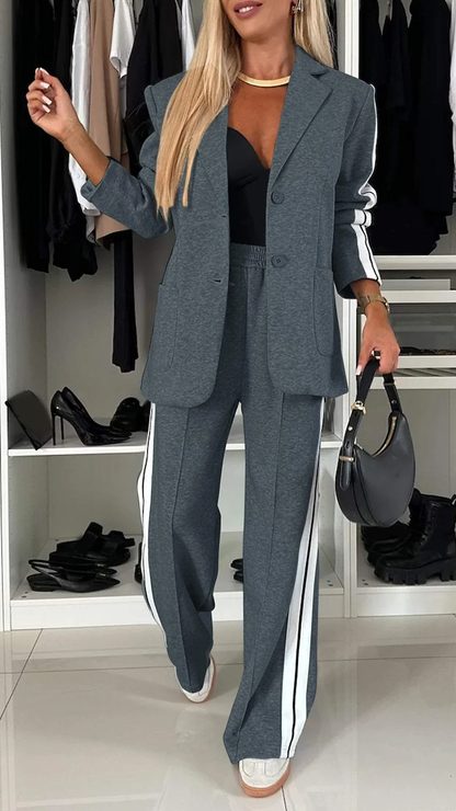 Women's Casual Office Suit Set — Blazer & Wide Leg Trousers 5
