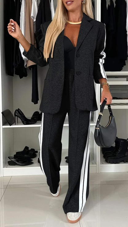 Women's Casual Office Suit Set — Blazer & Wide Leg Trousers 6