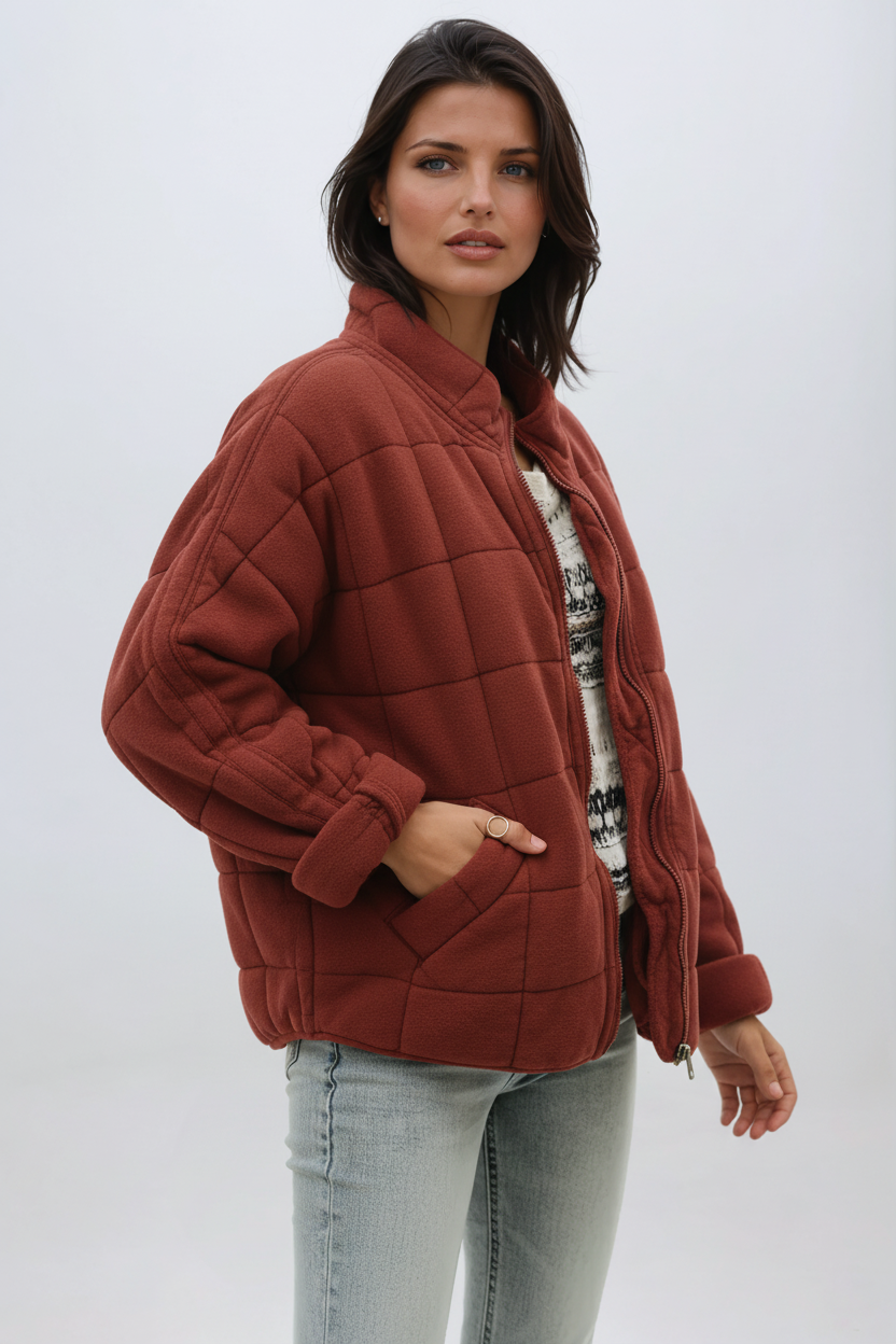 Women's Oversized Quilted Coat — Elegant Warm Puffer Jacket 8