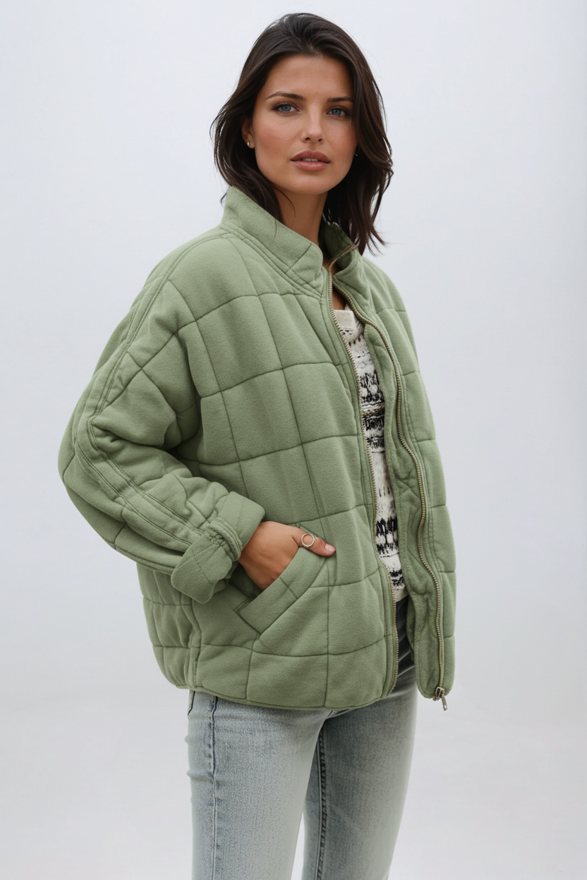 Women's Oversized Quilted Coat — Elegant Warm Puffer Jacket 4