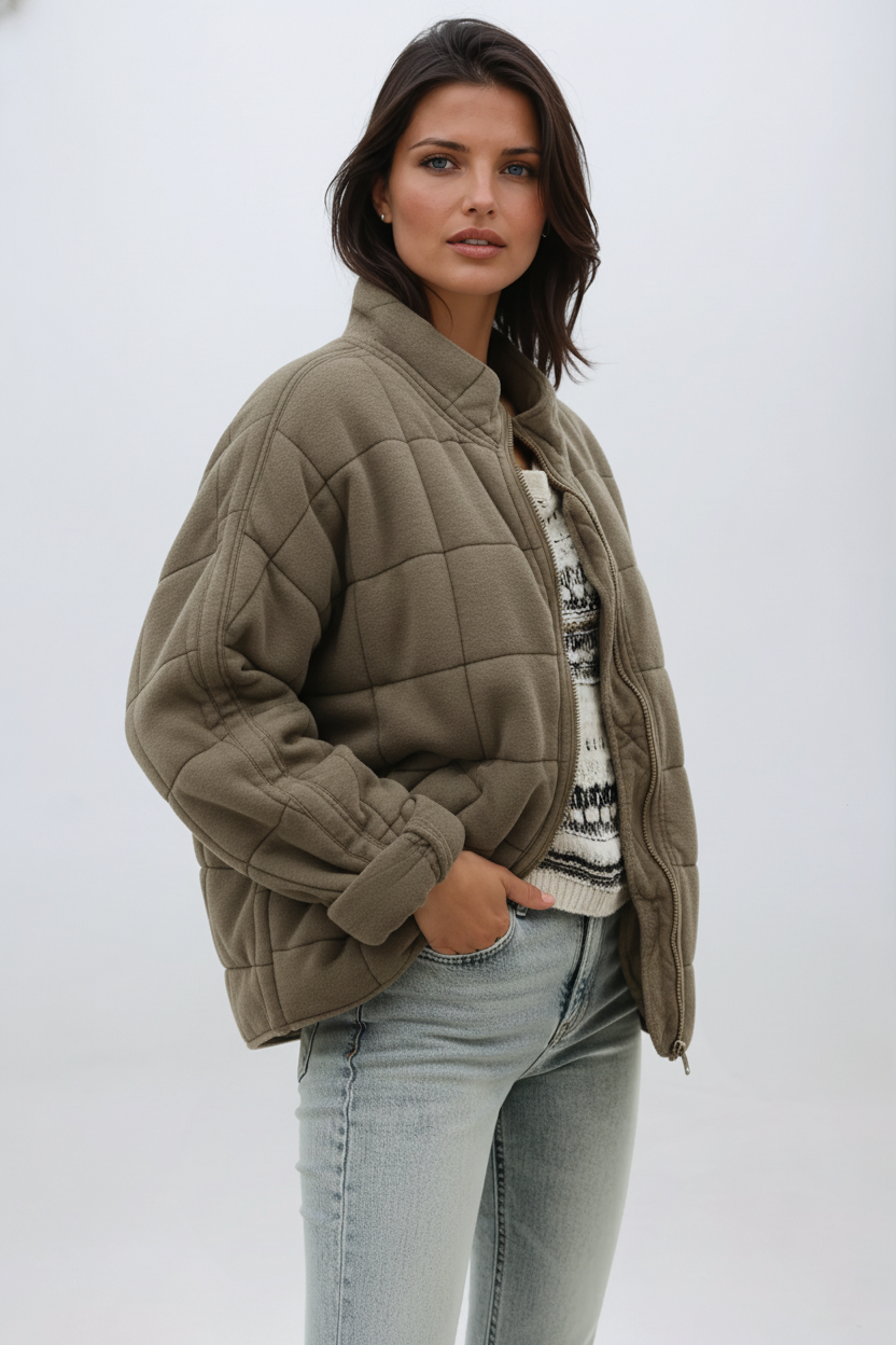 Women's Oversized Quilted Coat — Elegant Warm Puffer Jacket 6