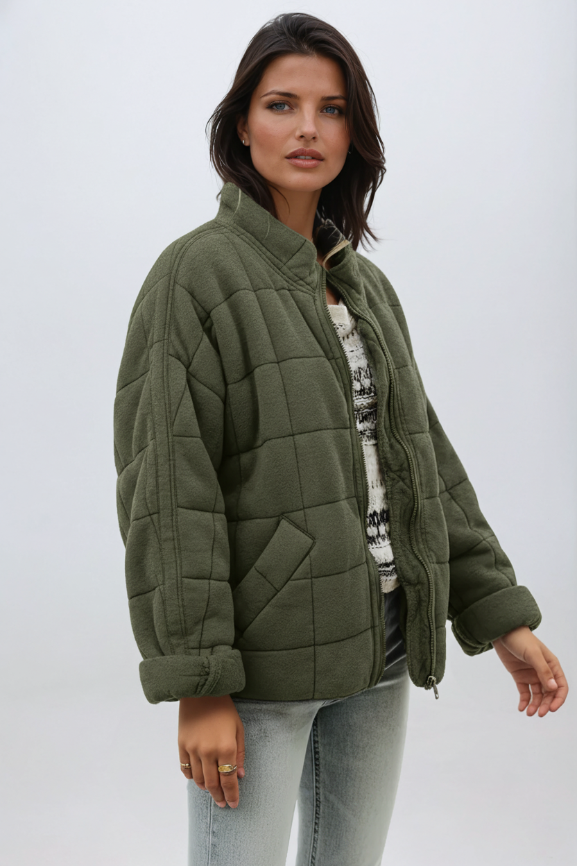 Women's Oversized Quilted Coat — Elegant Warm Puffer Jacket 5