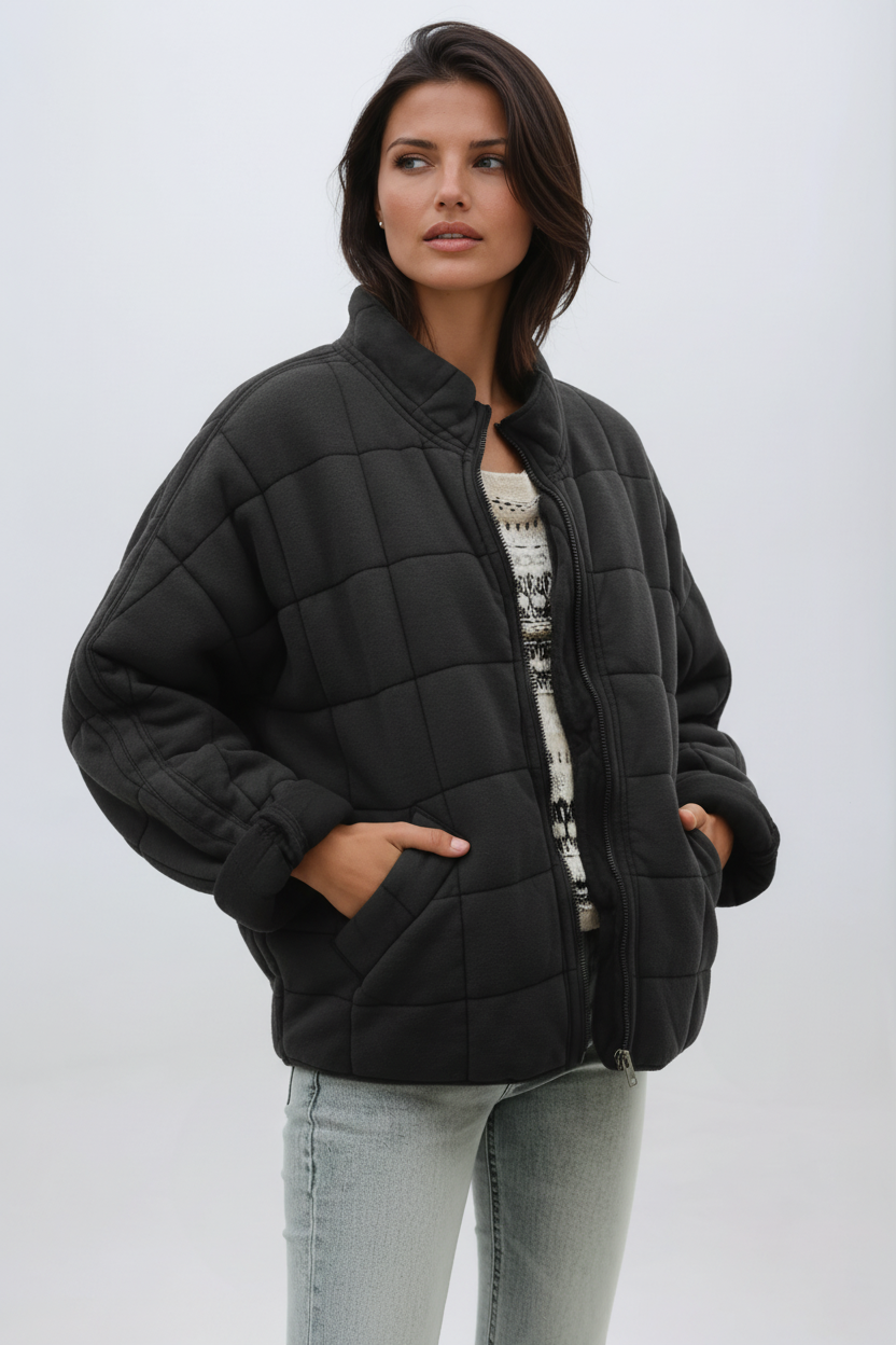 Women's Oversized Quilted Coat — Elegant Warm Puffer Jacket 2