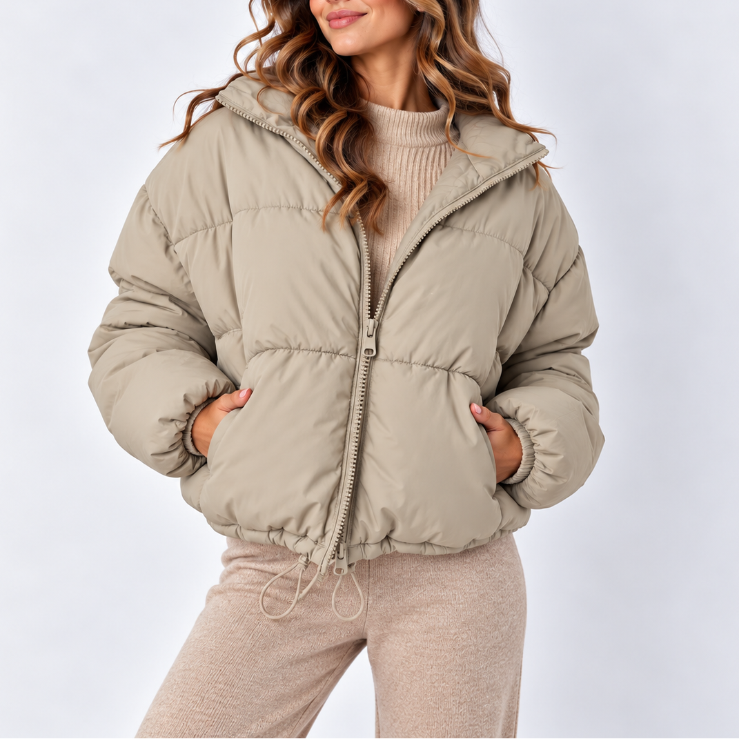 Women's Oversized Puffer Jacket — High Collar & Pockets 4