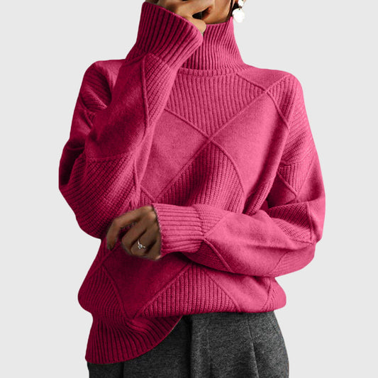 Women's Turtleneck Sweater — Soft Geometric Knit 7 Colours 1
