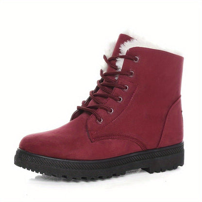 Cozy Lace-Up Ankle Boots — Plush Lining & Grip Sole 8