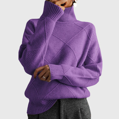 Women's Turtleneck Sweater — Soft Geometric Knit 7 Colours 4