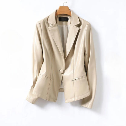 Vera Lambskin Leather Blazer — Slim Fit Single Button 5