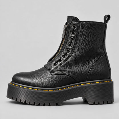 Bianchi Platform Boots in Black — side profile showing the platform sole