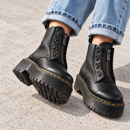 Bianchi Platform Boots in Black — chunky ridged sole and platform height