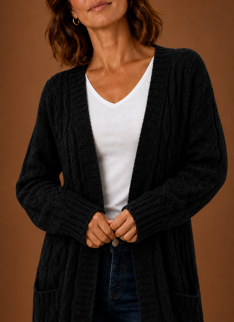 Cable Knit Hooded Cardigan Women — Chunky Long Duster Knit 8