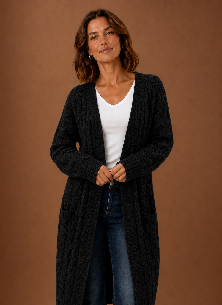 Cable Knit Hooded Cardigan Women — Chunky Long Duster Knit 5