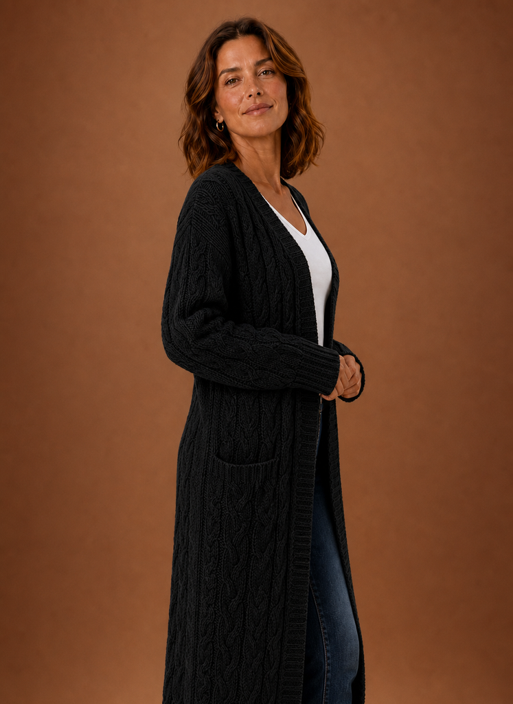 Cable Knit Hooded Cardigan Women — Chunky Long Duster Knit 6