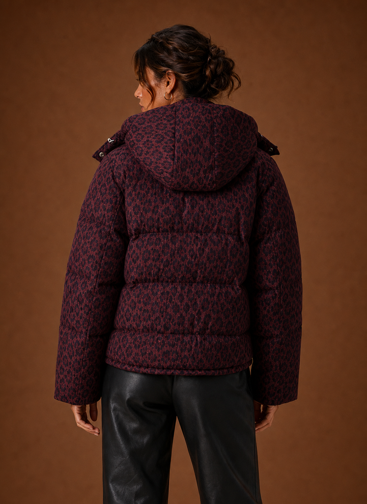 Women's Leopard Print Puffer Jacket — Quilted Winter Coat 7