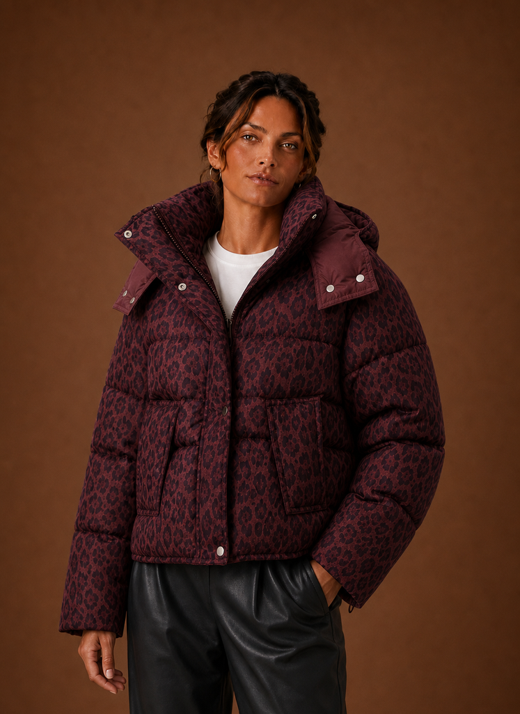 Women's Leopard Print Puffer Jacket — Quilted Winter Coat 5