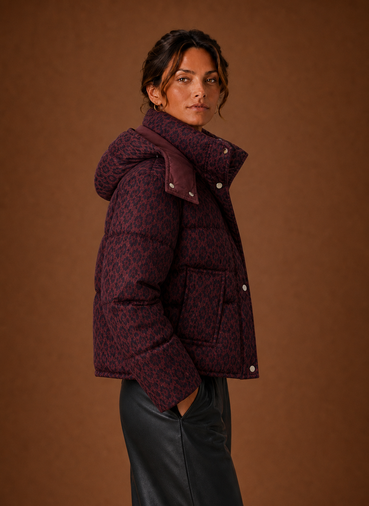 Women's Leopard Print Puffer Jacket — Quilted Winter Coat 6