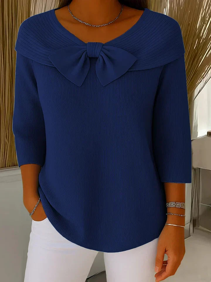 Neeko Elegant Bow Sweater — Fitted Feminine Knit Top 5