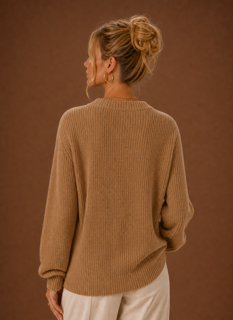 Women's V-Neck Knit Cardigan — Button Front Long Sleeve 15