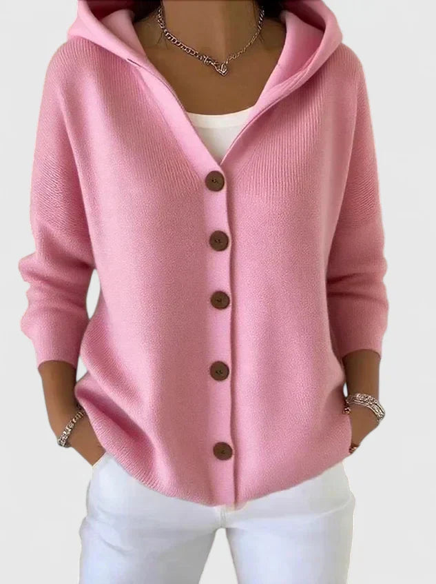 Women's Hooded Cardigan — Button-Down Front & Long Sleeves 3