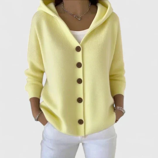 Women's Hooded Cardigan — Button-Down Front & Long Sleeves 4